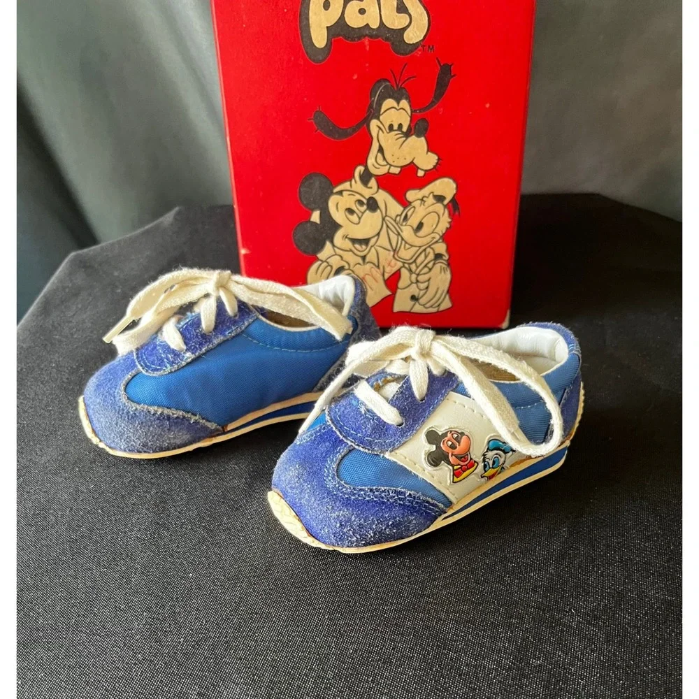 Vintage Disney Pals Baby Shoes Toddler‎ Sneakers Cartoon Mickey Goofy
